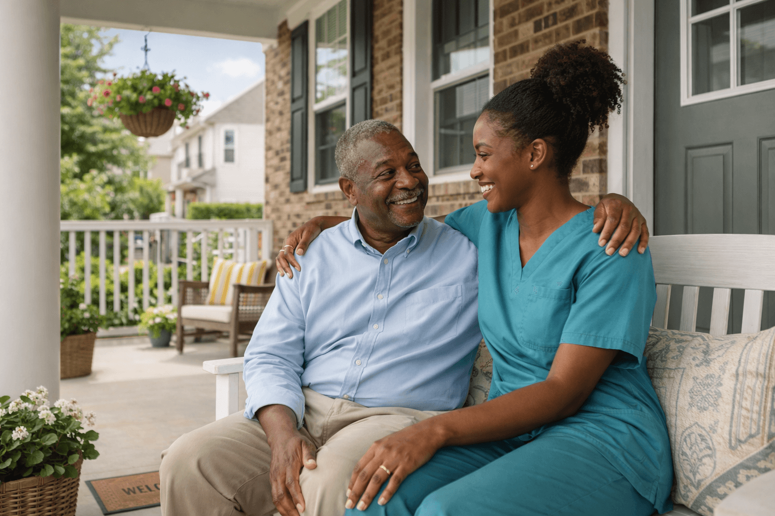 Caregiver supporting resident
